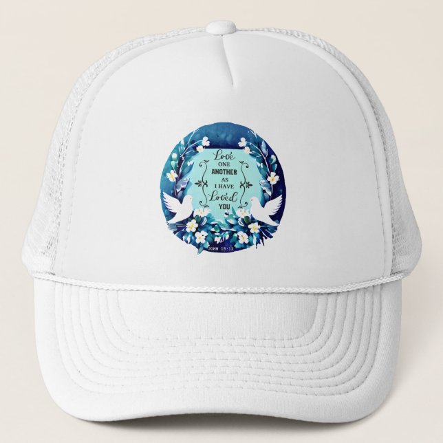 Gorra De Camionero Amar unos a otros palomas azules y blancas (Anverso)