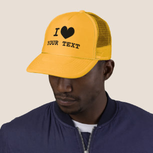 Gorra de camionero amarilla con icono de amor negr