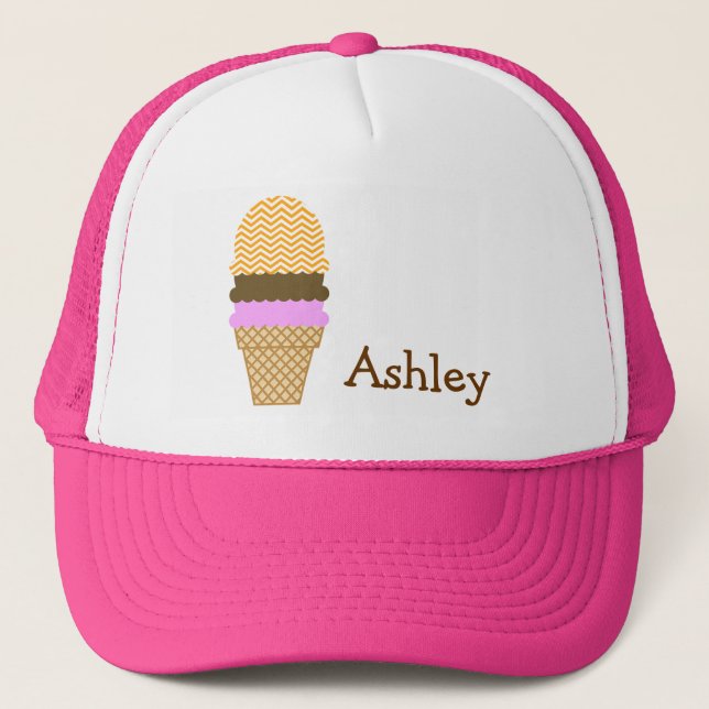 Gorra De Camionero Amber Naranja Chevron; Ice Cream Cone (Anverso)