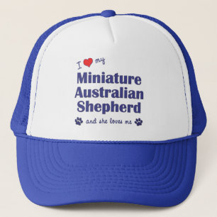 Gorra De Camionero Ame a mi pastor australiano miniatura (el perro