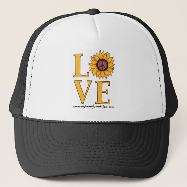 Gorra De Camionero Ame ese signo de la paz del girasol (Anverso)