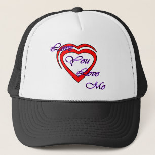 Gorra De Camionero Ámele me aman rojo de los corazones púrpuras el