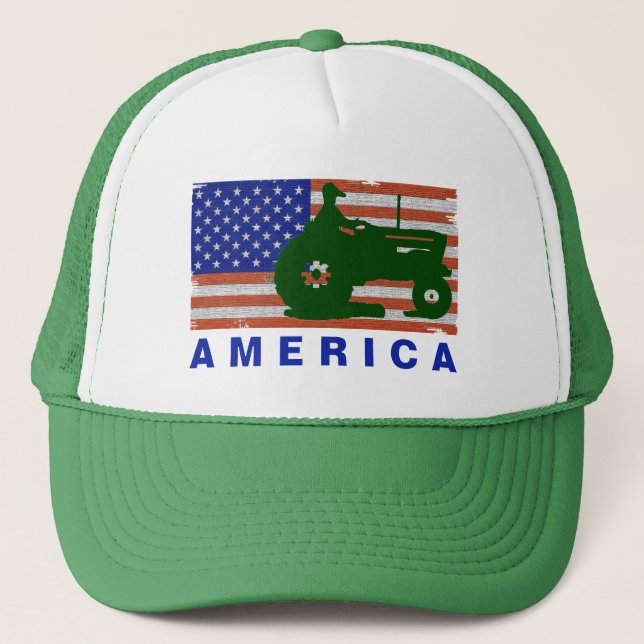 Gorra De Camionero AMERICA-BANDERA de tractores (Anverso)