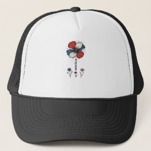 Gorra De Camionero América Floral Patriótico Vintage Diseño Vectorial