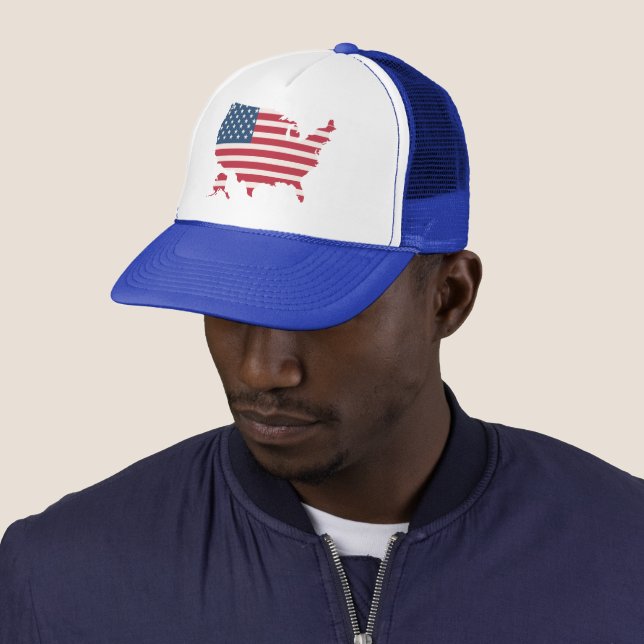 Gorra De Camionero America Map USA Flag Patriotic Snapback Hat (In situ)