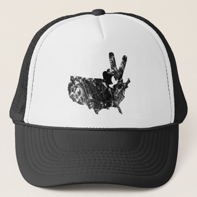 Gorra De Camionero America Peace V Rótulo Dove, Grunge (Anverso)
