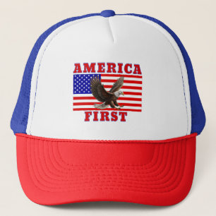 Gorra De Camionero AMÉRICA PRIMERO Águila volando en la bandera estad
