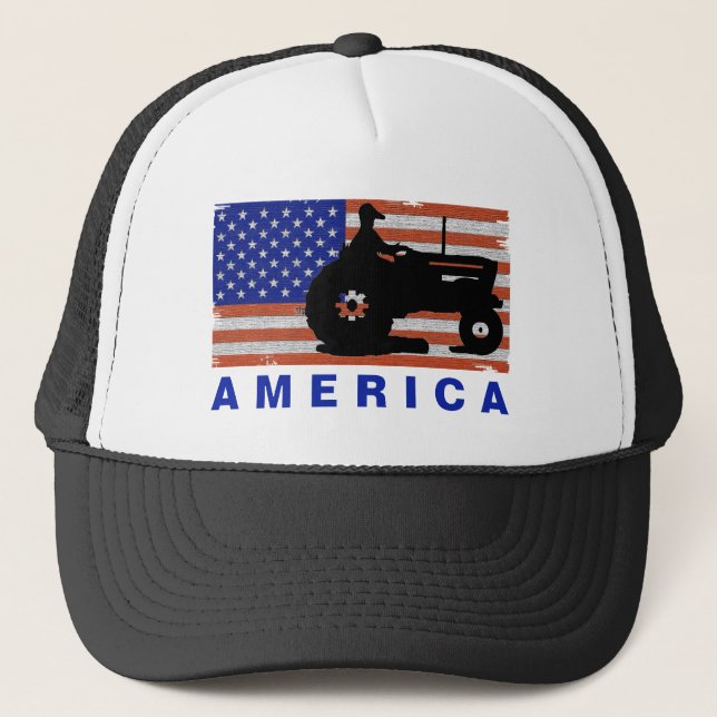 Gorra De Camionero AMÉRICA-Tractor FLAG-B (Anverso)