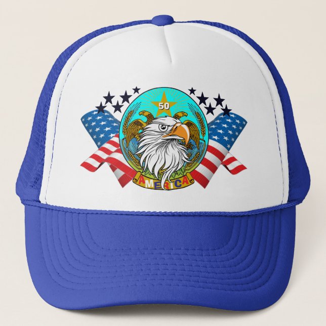 Gorra De Camionero AMERICA Triple Eagle Trucker Hat (Anverso)