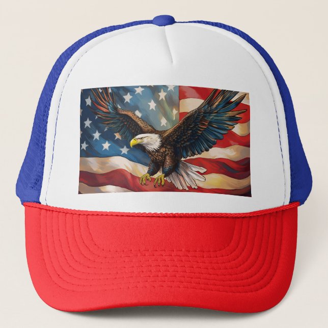 Gorra De Camionero American Flag with Bald Eagle (Anverso)