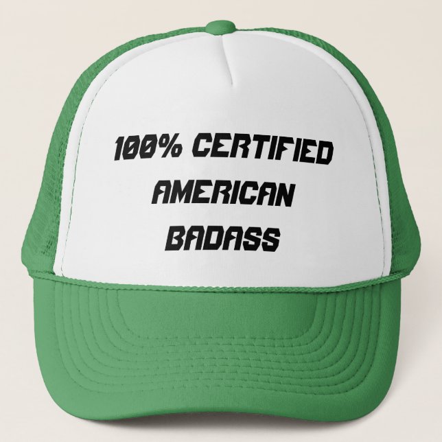 Gorra De Camionero Americano certificado el 100% Badass (Anverso)