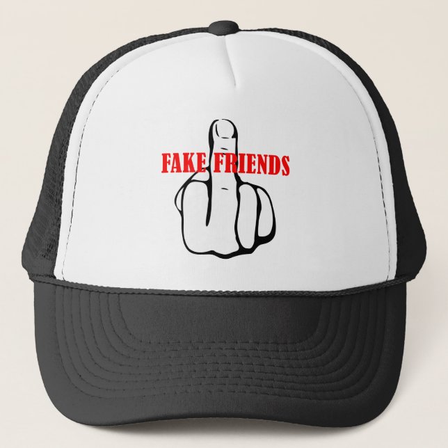 Gorra De Camionero Amigos falsos de dedo medio (Anverso)