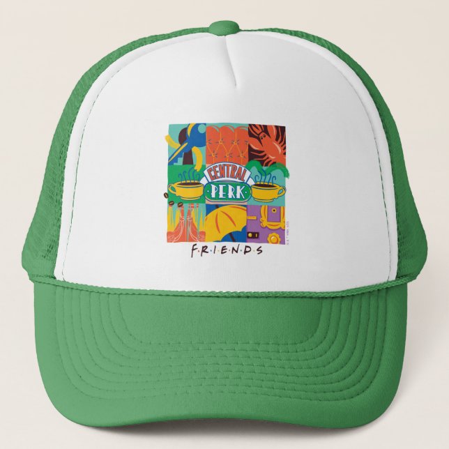 Gorra De Camionero AMIGOS™ | Gráfico vibrante de Perk central (Anverso)