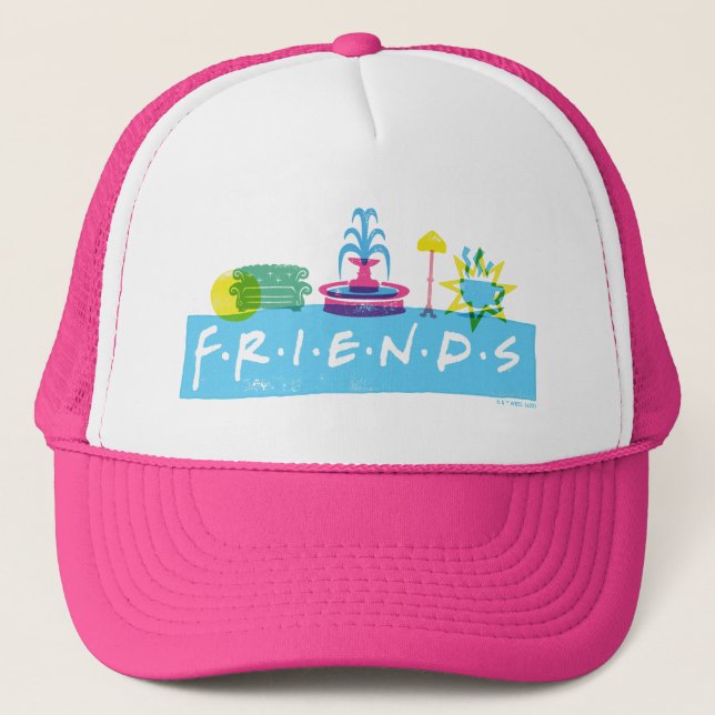 Gorra De Camionero AMIGOS™ | Logotipo con iconos (Anverso)