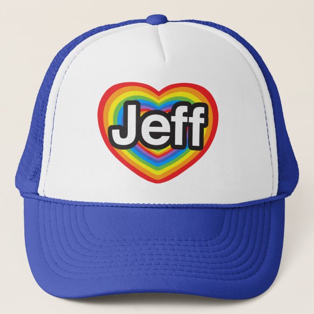 Gorra De Camionero Amo a Jeff. Te amo Jeff. Corazón (Anverso)