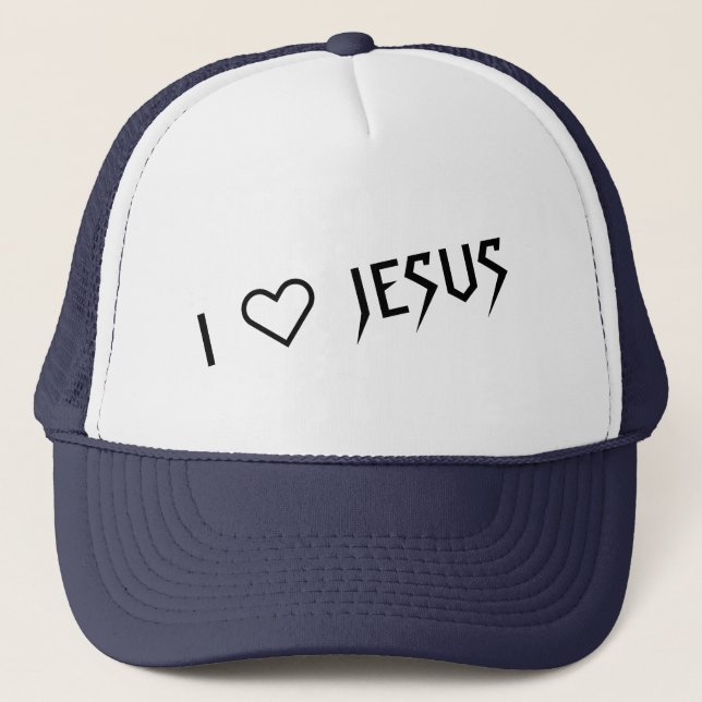 GORRA DE CAMIONERO "AMO A JESÚS" DE 303TATTOO (Anverso)