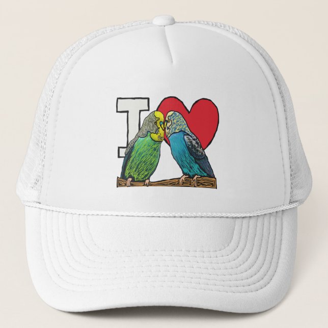 Gorra De Camionero Amo a las Budgies (Anverso)
