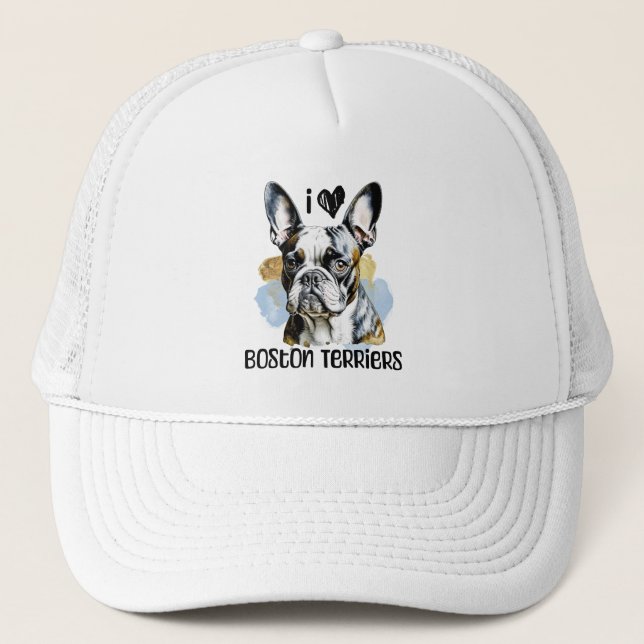 Gorra De Camionero Amo a los Boston Terriers (Anverso)