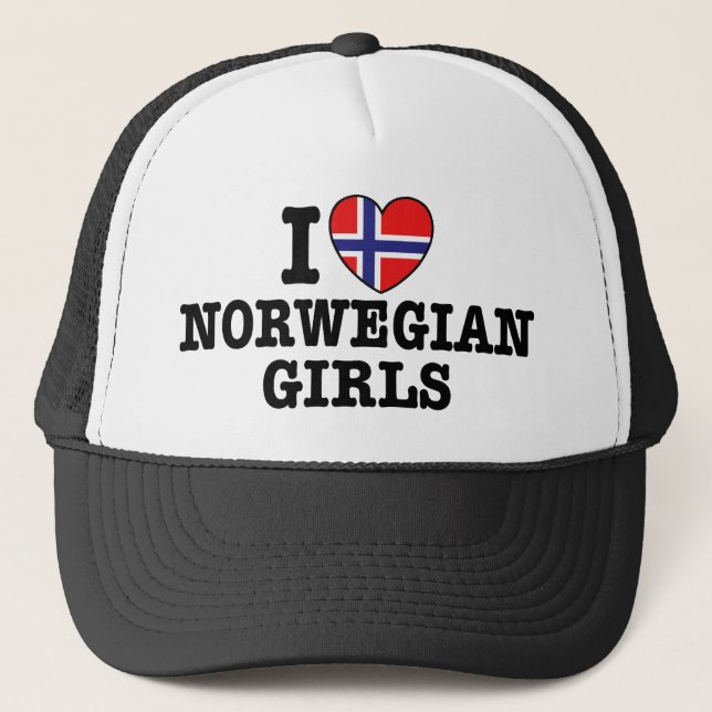 Gorra De Camionero Amo a los Chicas noruegos (Anverso)