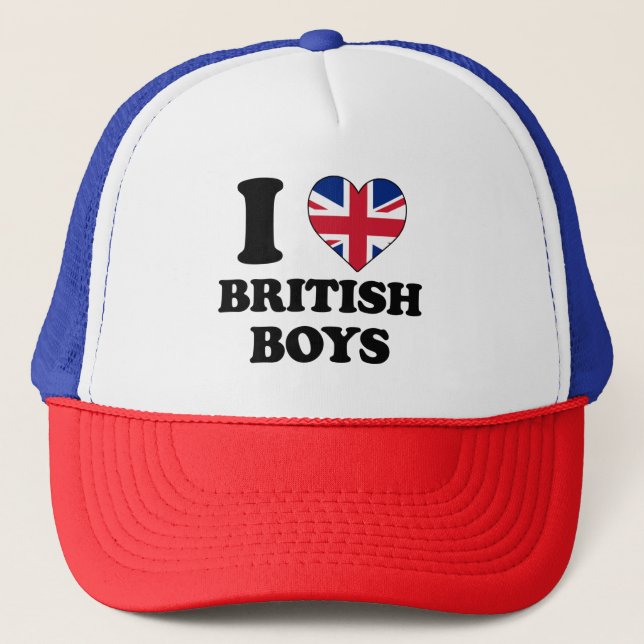 Gorra De Camionero Amo a los chicos británicos (Anverso)