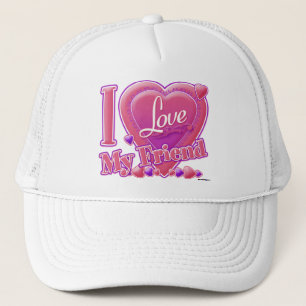 Gorra De Camionero Amo a mi amigo rosa/morado - corazón