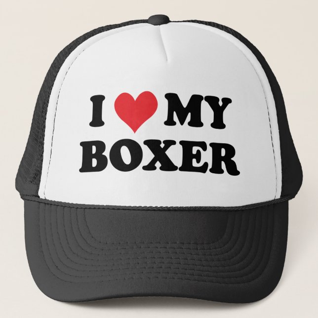 Gorra De Camionero Amo a mi boxeador (Anverso)