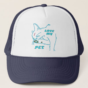 GORRA DE CAMIONERO AMO A MI CUTE AQUA MASCOTA CAT