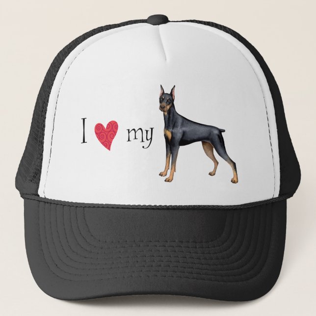 Gorra De Camionero Amo a mi Doberman (Anverso)