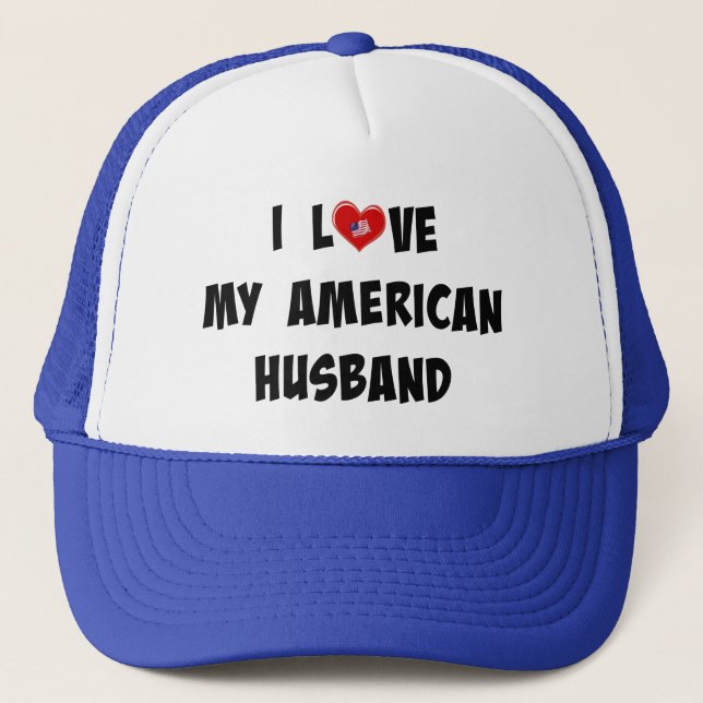 Gorra De Camionero Amo a mi esposo estadounidense (Anverso)