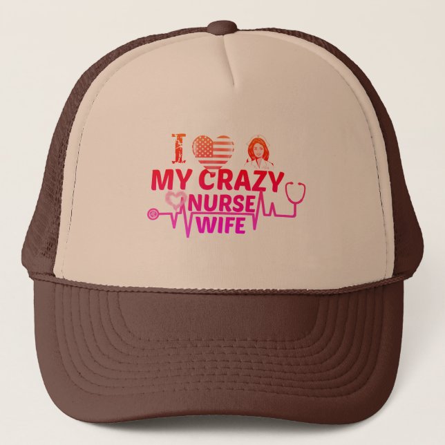 Gorra De Camionero amo a mi loca enfermera esposa (Anverso)