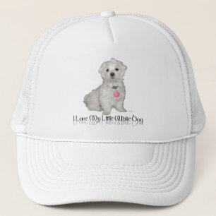 Gorra De Camionero Amo a mi pequeño perro blanco - Maltés !