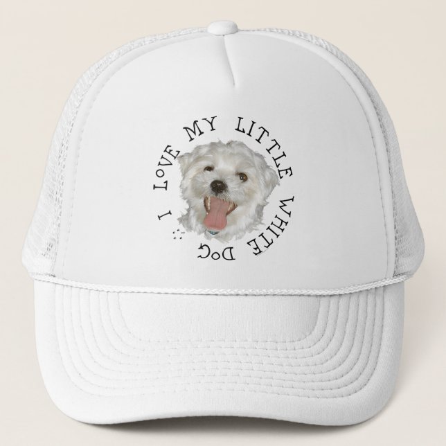 Gorra De Camionero Amo a mi pequeño perro blanco Maltés (Anverso)