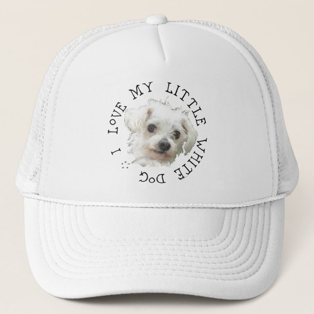 Gorra De Camionero Amo a mi pequeño perro blanco - Maltés (Anverso)