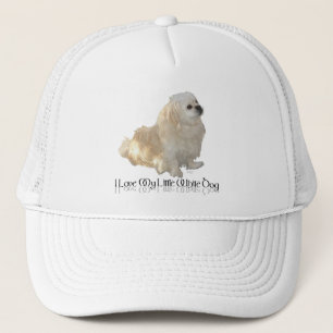 Gorra De Camionero Amo a mi pequeño perro blanco - Pekingese !