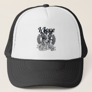 Gorra De Camionero Amo a mi perro de ganado Diseño de grabado vintage