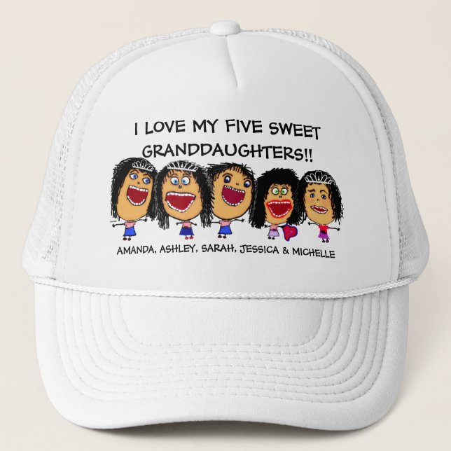 Gorra De Camionero Amo a mi Personalizado de cinco nietas (Anverso)
