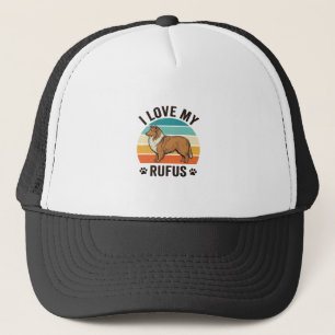 Gorra De Camionero Amo a mi Rufus Diseño de perro vintage_1