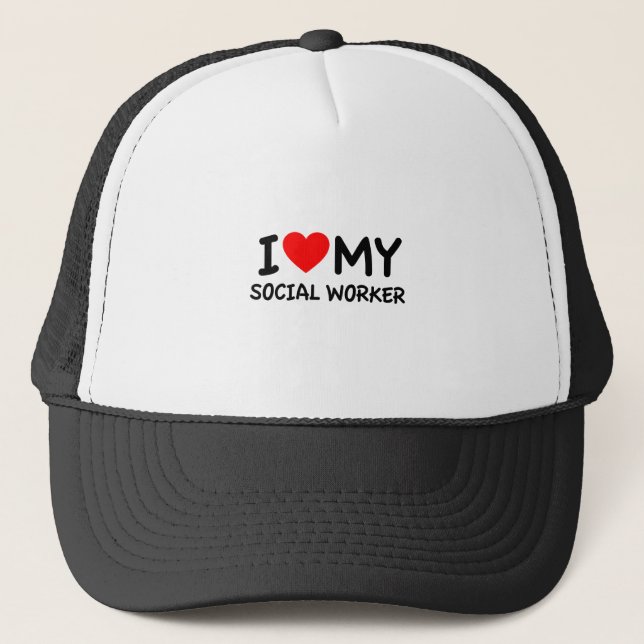 Gorra De Camionero Amo a mi trabajador social (Anverso)