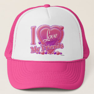 Gorra De Camionero Amo a mis amigos rosa/púrpura - corazón