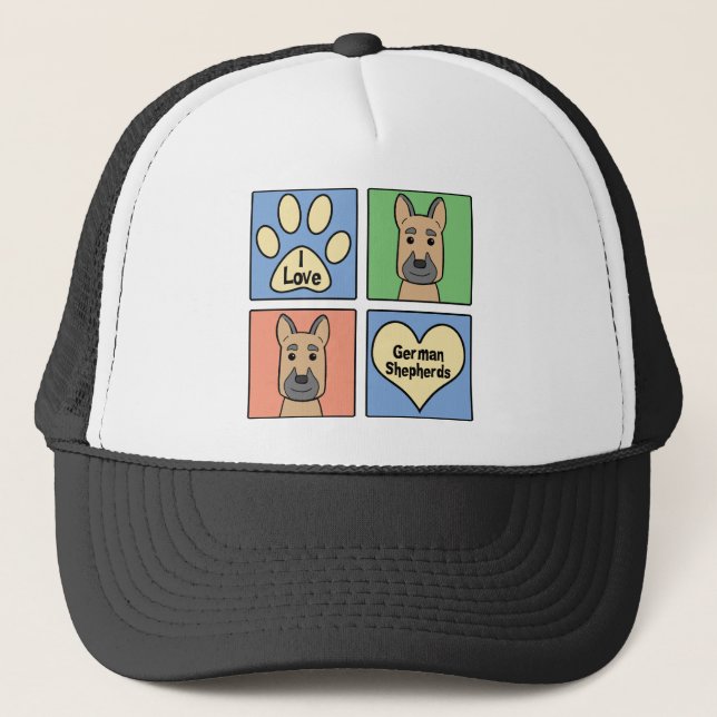 Gorra De Camionero Amo a pastores alemanes (Anverso)