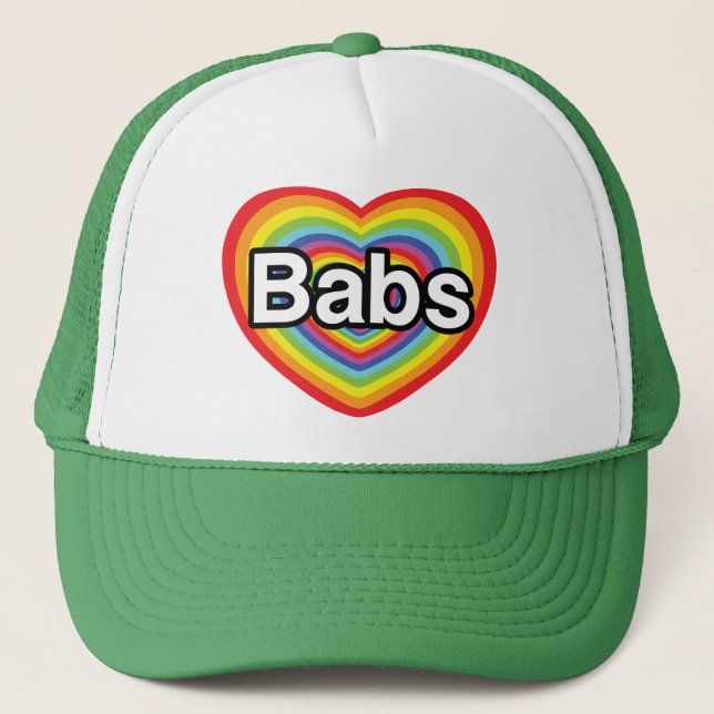 Gorra De Camionero Amo Babs, corazón del arco iris (Anverso)
