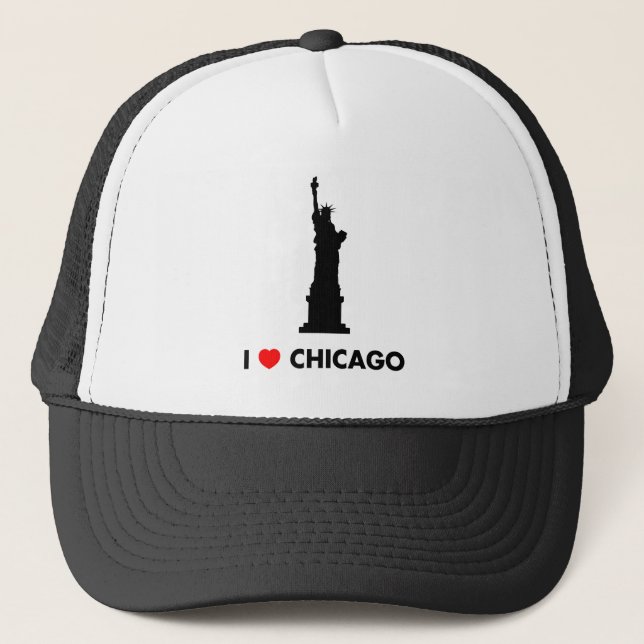 Gorra De Camionero Amo Chicago - estatua de la libertad (Anverso)