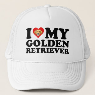 Gorra De Camionero Amo (Corazón) a mi Golden Retriever
