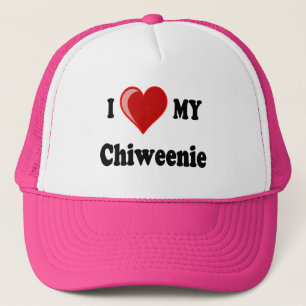 Gorra De Camionero Amo (corazón) mi perro de Chiweenie