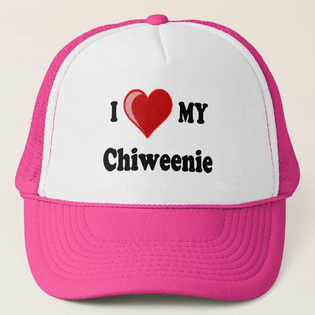 Gorra De Camionero Amo (corazón) mi perro de Chiweenie (Anverso)