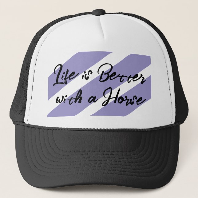 Gorra De Camionero Amo de caballo morado blanco (Anverso)