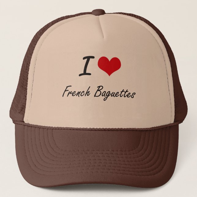 Gorra De Camionero Amo diseño artístico de los Baguettes franceses (Anverso)