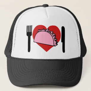 Gorra De Camionero Amo el corazón para comer la bifurcación rosada