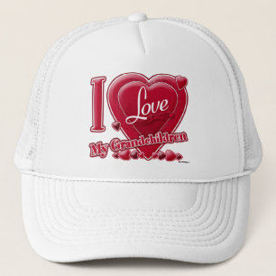 Gorra De Camionero Amo el corazón rojo de mis nietos - foto