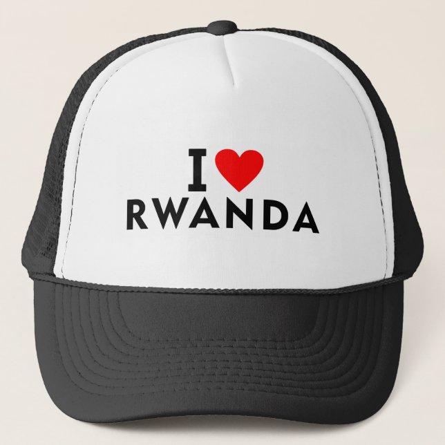 Gorra De Camionero Amo el país de Rwanda como el turismo del viaje (Anverso)